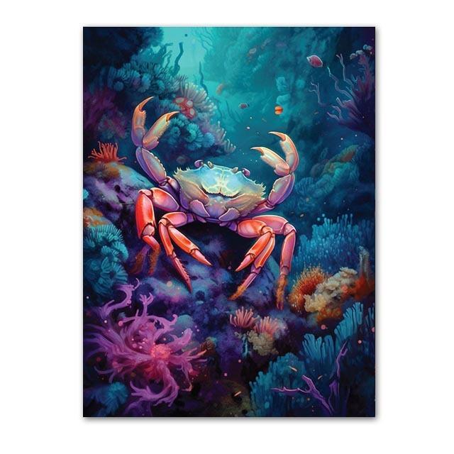 Abstract Modern Art Wall Poster Sea Turtle Jellyfish Dolphin Shark Animal Morden Sea Print Home Decor Canvas Painting Picture