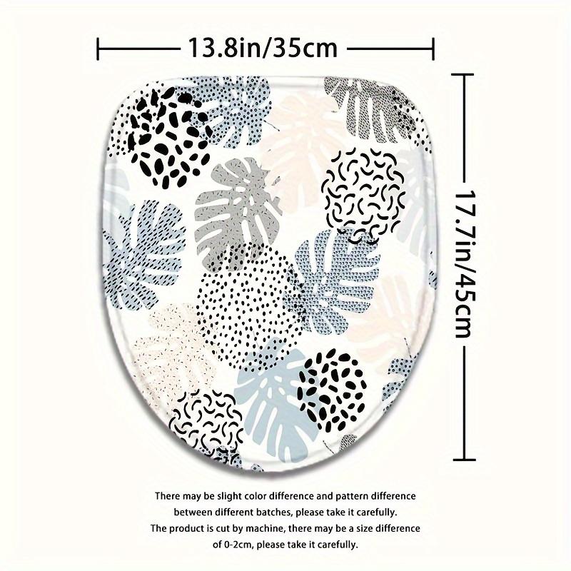 Set Of 4 Stylish Leaf Pattern Bathroom Decor, Shower Curtain, Bath Mat, U-Shaped Mat, Toilet Seat Cover, Machine Washable
