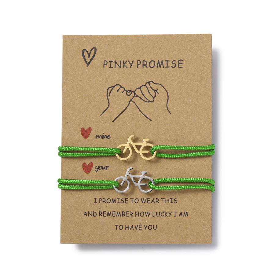 Noter 2Pcs Matching Couple Bracelet Stainless Steel Bicycle Cool Riding Paired Accessory Premium Selected 2mm Cord Adjustable