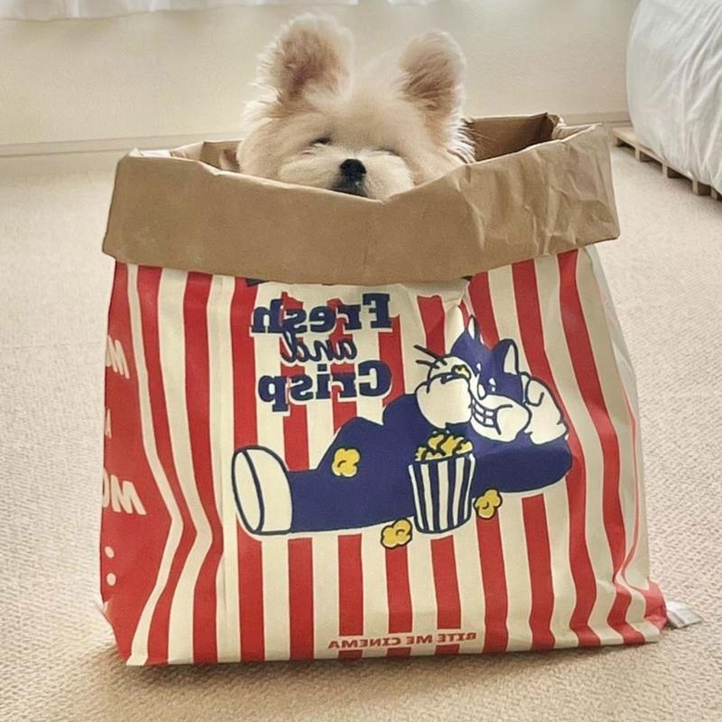 PopcornBag Cat Tent Toy PlayTunnel Tent House Dogs Kraft Paper Bag Hideaway Tunner Boredom Pet Indoor Entertainment Toy
