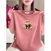 Korean Retro Print Loose Plus Size Women's T-Shirt, Round Neck, Short Sleeve, Slimming Style