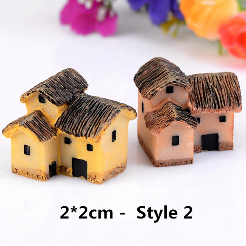 Micro Landscape Thatched Cottage House Creative Crafts Zakka Style Resin Miniature Garden Figurine