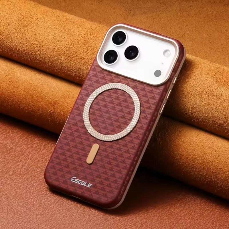 Luxury Business Bitmap Leather Magnetic Phone Case For iPhone 17 16 15 14 13 Pro Max 17Pro 17Air Metal Lens Button Bumpe Cover
