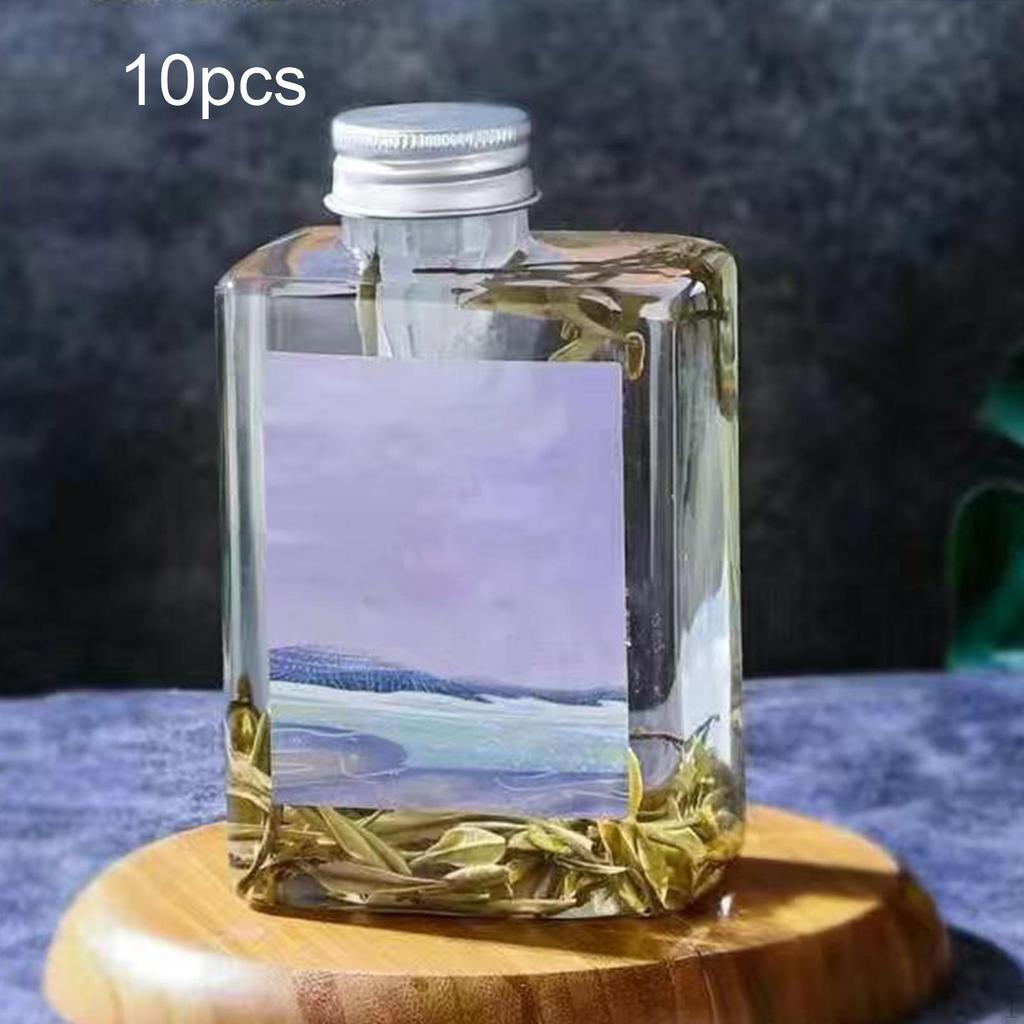 10 Pezzi Bottiglie Vuote per Succhi Contenitore per Bevande, Multiuso Riutilizzabile con Tappi Ermetici per
