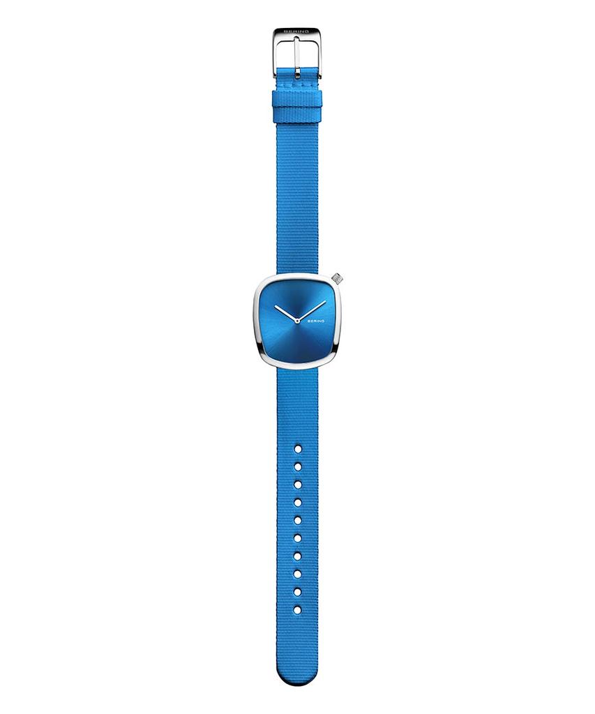 BERING Pebble 18034-308 unisex watch blue stainless steel mesh strap sapphire glass