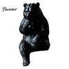 Modern Minimalist Animal Sculptures 3D Print Bear Figurine Statue, Matte Resin Relief Sculpture, Nordic Cute Meditating Ornament Art for Home