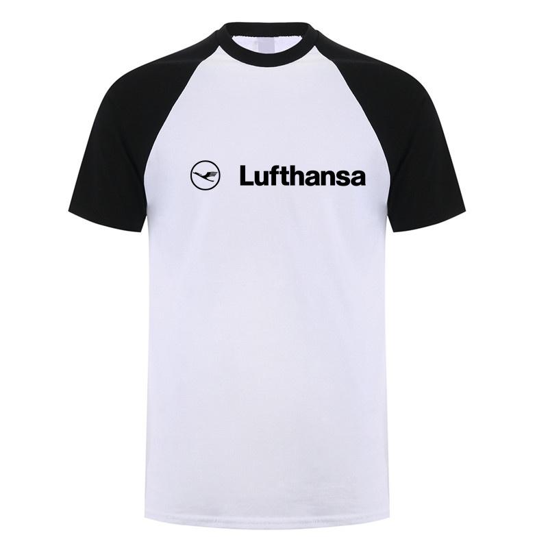 Lufthansa T-Shirt Sommer Herren Cool Baumwolle Kurzarm Lufthansa Airline T-Shirts Unisex Geschenk Tops Tee LH-478 M