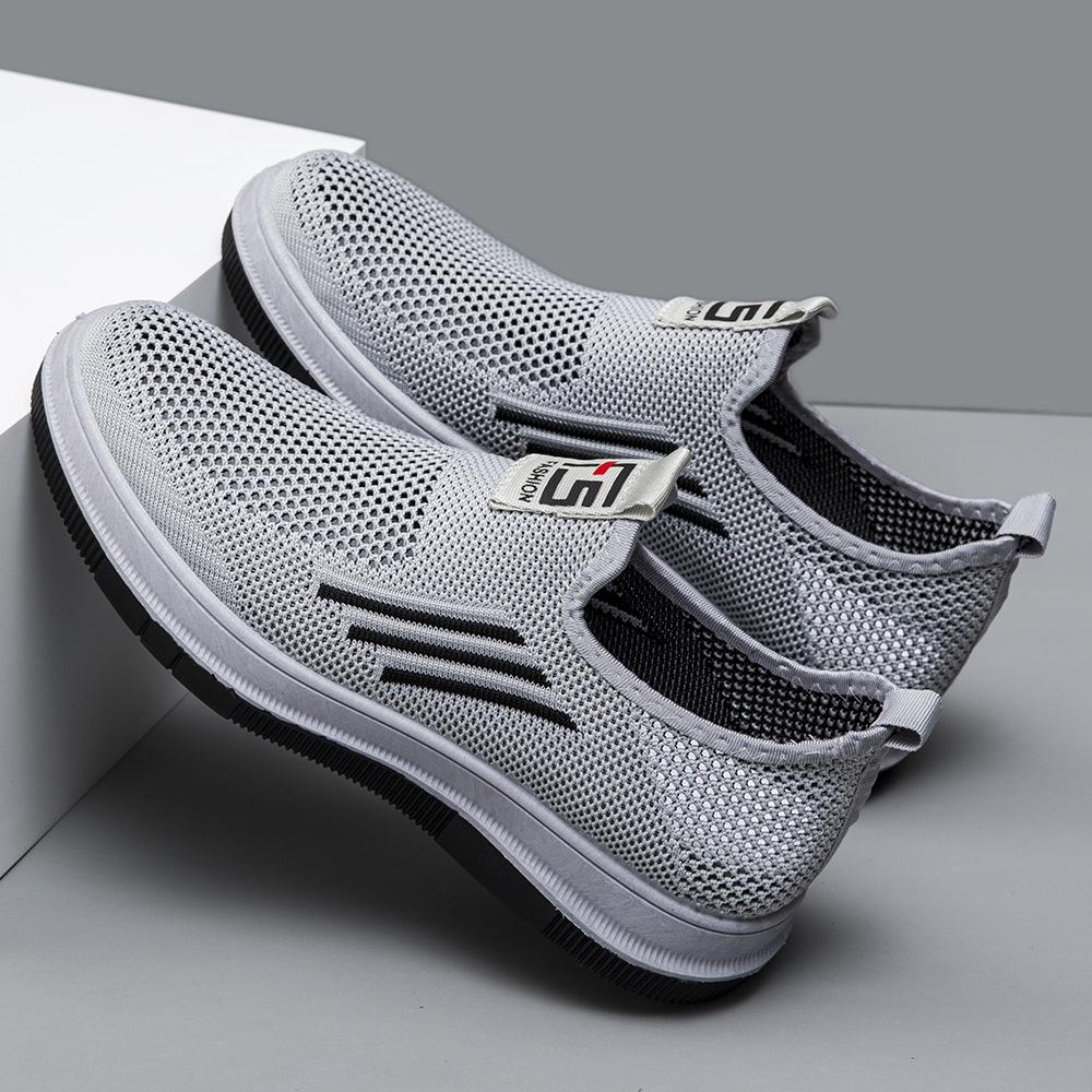 Men s Slip-On Breathable Flyknit Mesh Casual Shoes 39