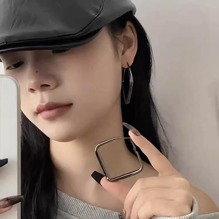 Temperamental square big hoop earrings for women