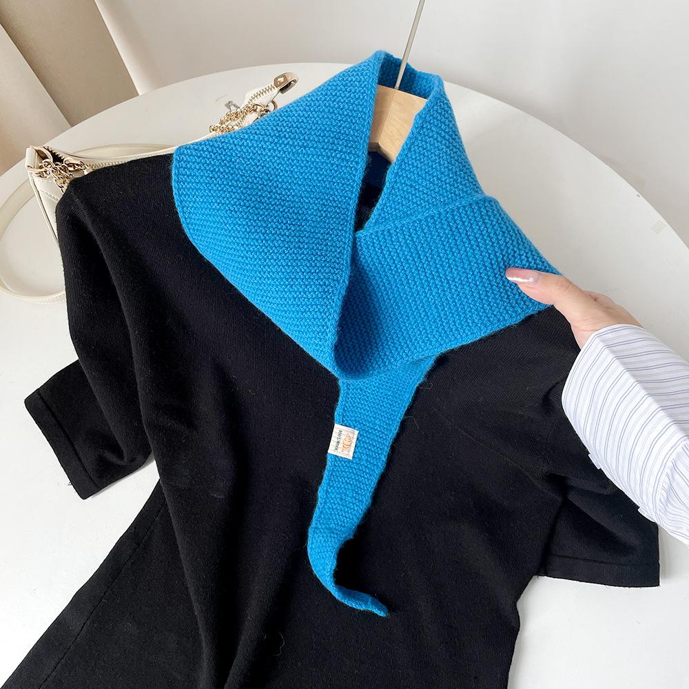 Korean Style Shawl Niche Design  Wool Scarf Female Atmosphere Versatile Scarf Lazy French Neck Scarf Tide Streetwear Scarves