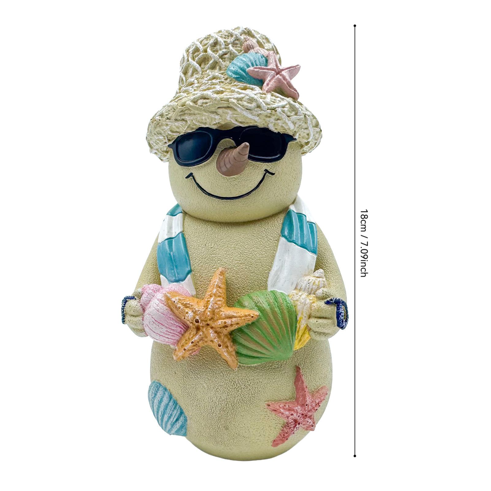 

Christmas Beach Snowman Decor 18cm Ocean Theme Resin Ornament with Seashells for Holiday Tabletop Gift Display