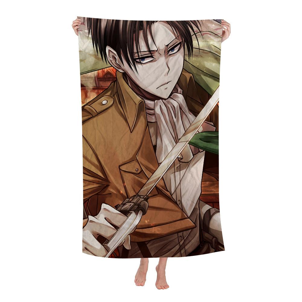 Attack On Titan Levi Ackerman Anime Big Microfiber Beach Towels Quick Dry Towel Sand Beach Towels Pool for Travel Swim Pool