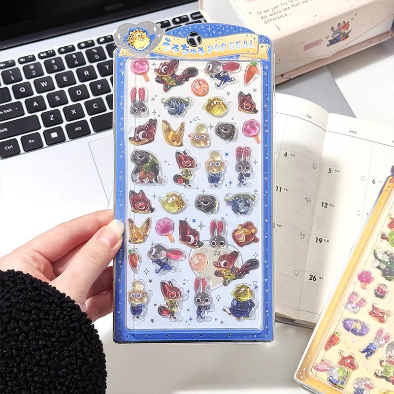 Cartoon Zootopia Judy Nick 3D Stickers Cute Diy Mini Kawaii Puffy Stickers Scrapbook Laptop Phone Case Crystal Stickers