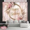 2D Black Rose Gold Birthday Backdrop, Elegant Party Photography Background Cloth