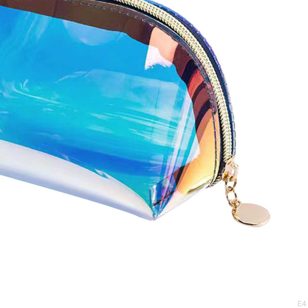 Iridescent Holographic Makeup Bag for Women Clear Waterproof Toiletry Travel Cosmetic Pouch