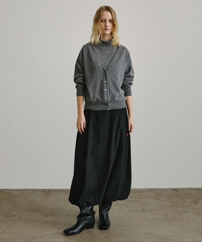 Artid Wool Belted Balloon Skirt_Black