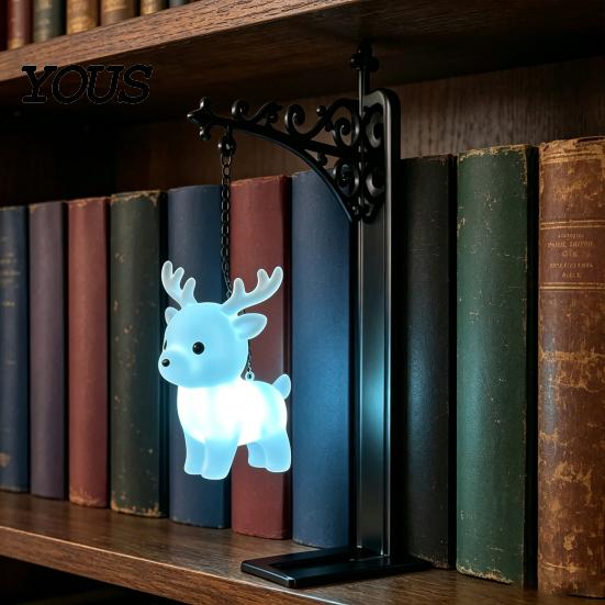 Nordic Style Home Decor Metal Magic Owl Hanging Bookend Lamp, Resin Animal LED Night Light, Vintage Iron Bracket Lamp Deer Bird Light for