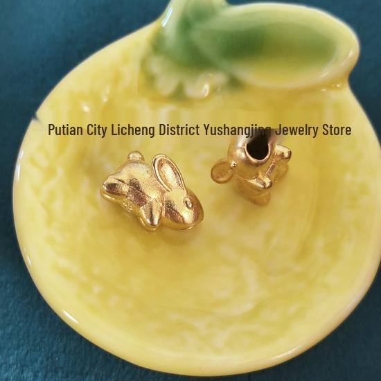 Twelve Zodiac Gold-Plated Rabbit Brass Beads Ornamental Accessories
