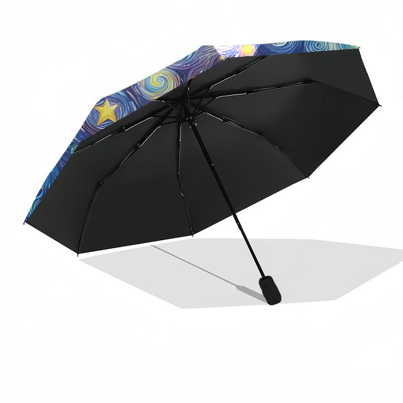 1pc Galaxy Print Automatic Folding Umbrella Durable Iron Frame, Iron Umbrella Structure Suitable for All Seasons Yy260203129