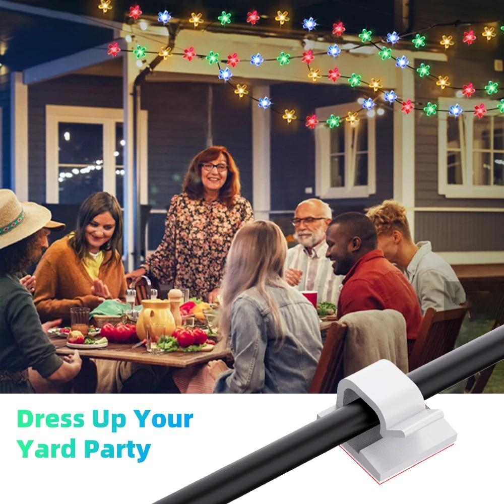 50PCS Clear Adhesive Cable Clips Outdoor Indoor Cable Management Wire Organizer Strong Stick Cord Holder for Under Desk Car