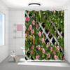 1pc Modern Rose & Greenery Shower Curtain - Elegant Polyester Bathroom Decor with Lattice Design, Machine Washable
