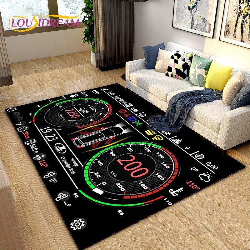 3D Car Racing Dashboard Area Rug,Carpet Rug for Living Room Bedroom Sofa Kitchen Doormat Decoration,Kids Play Non-slip Floor Mat