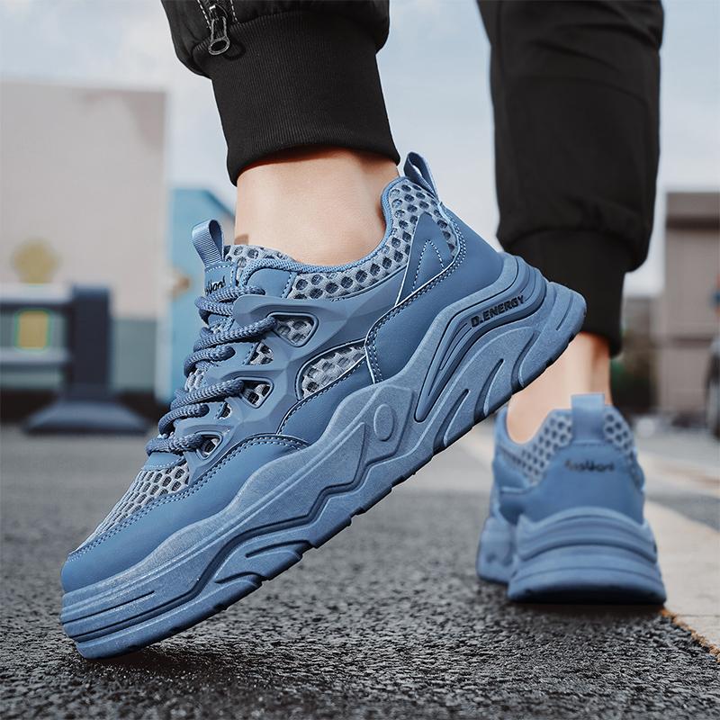 Men's summer breathable hollow mesh sports leisure shoes for teenagers lightweight thick soled wear-resistant men's mesh shoes