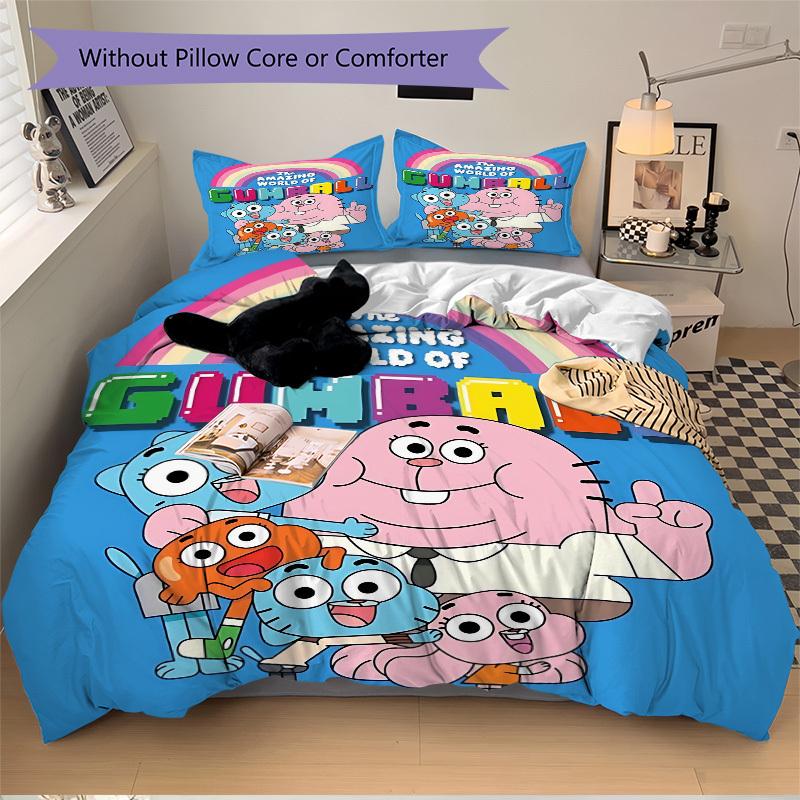 3pc Gumball World Bedding Set Guest Room Bedroom Decor Christmas Halloween Decor Gifts- All Seasons (No Insert)a1013107