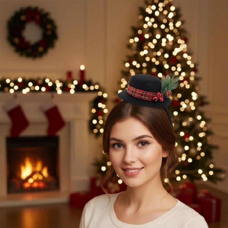 Reusable Cloth Santa Theme Hat Headdress Lightweight Christmas Decoration For Parent Child Matching Party Costume