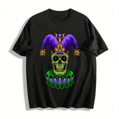 Dark Style Skull Jester Print Trendy Loose Casual Top Pure Cotton T-shirt