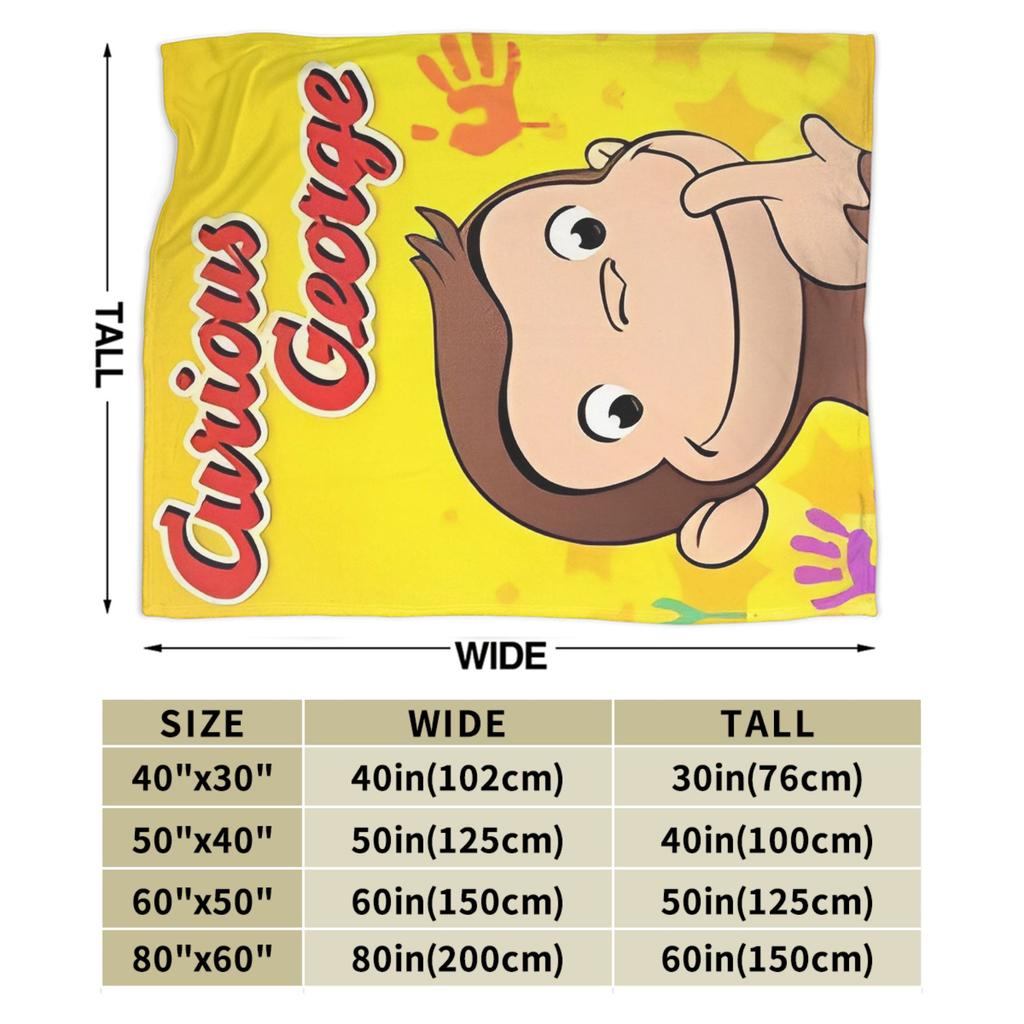 Curious George Funny Cartoon Flannel Blanket Monkey Awesome Throw Blankets for Home 125*100cm Quilt,