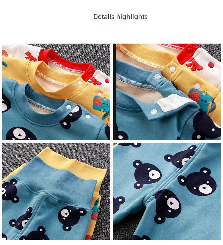 Baby-Unterwäscheset aus Samt mit hoher Taille: Jungen & Mädchen Pyjamas mit Bauchschutz für Herbst-Winter