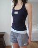 AEGO FREEDOM LAB Canvas Mini Tag Rib Tank Top_Navy