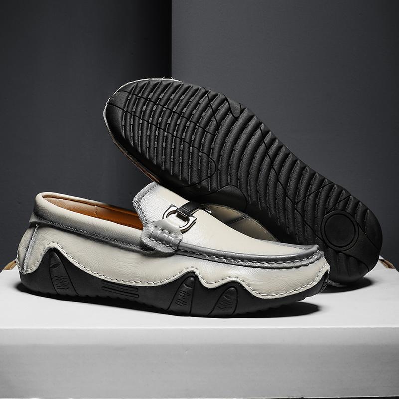 Men’s Moccasins White Loafer Brown Driving Shoes Flats Bussiness Shoes Slip-ons Plus Size Shoes