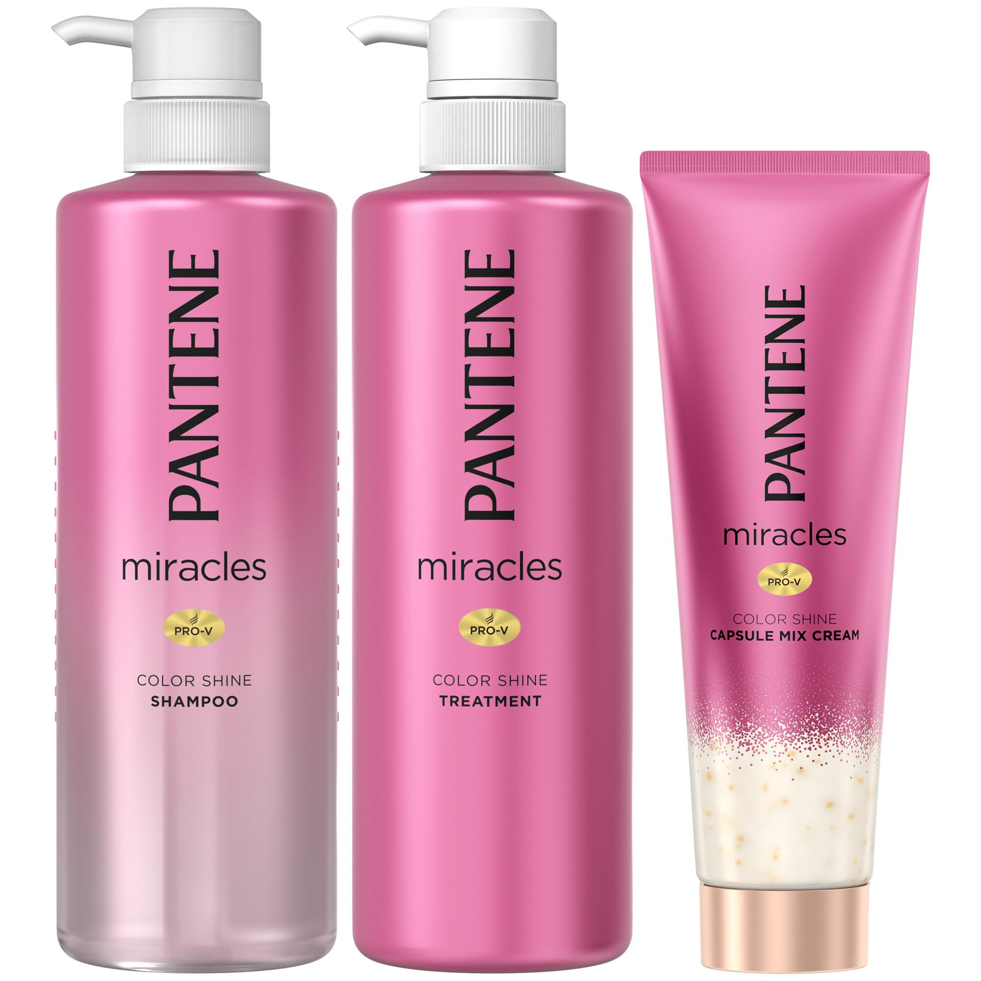 

Pantene Miracles Treatment Color Shine Шампунь/Лечение/Ополаскиватель 480 мл+480 г+120 г [Покупка набора]