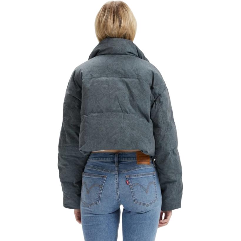 Levis FW24 Performance Warm Fleece Series Tie-Dye Pattern Side Pocket Button Long Sleeve Down Jacket Women Outerwear Gray 002Q5-0001