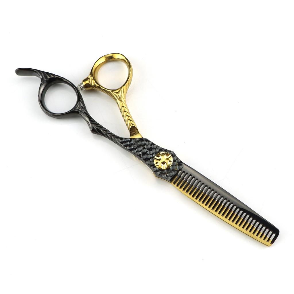 Black and gold Dimaxi handle hair scissors, haircut, flat scissors, bangs scissors, thin scissors FMH-01