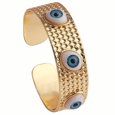 18K Gold Plated Cuff Bracelet For Women Fashion Big Evil Eye Bangle Luxury Crystal Bracelet Indian Bangles Women Accessories
