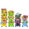 New New Vertical Tower FlowerPot Plastic With Movable Casters Flower Pot Multi-layer Strawberry Planter Tower Home Garden