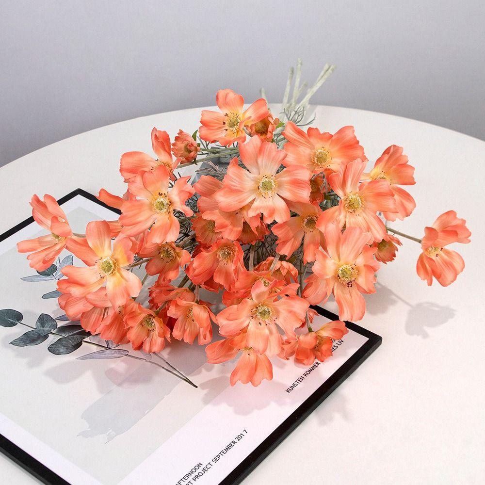 Velvet Material Artificial Silk Flower Flocking Cosmos 60CM Length Persian Chrysanthemum Gerbera Style Faux Silk Flower