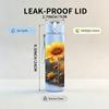 1PC Sunflower Dark Background Art Print 750ml Color Plastic Sports Water Bottle Leakproof Flip Straw Lid Suitable for Sports Office Home Use