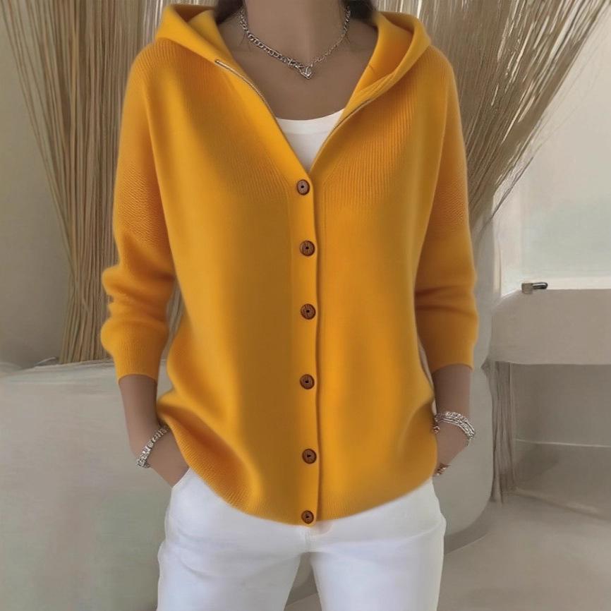 Maglioni, cardigan, cappotti, giacche e cardigan a maniche lunghe con cappuccio da donna per autunno/inverno.
