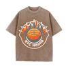 Vintage Washed Green Tshirt NYC Hoops New York Basketball Skyline Print Loose Short Sleeve Sports Casual