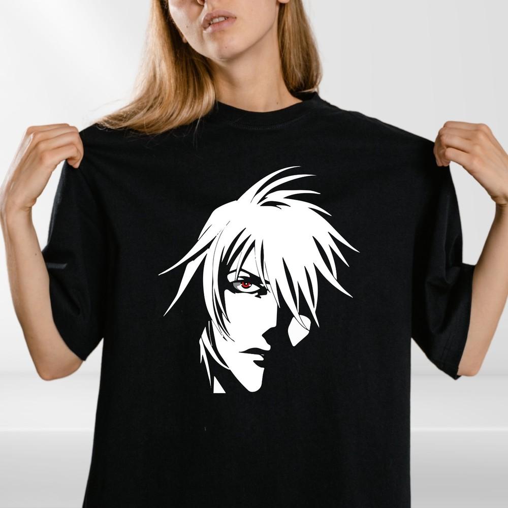 Anime Face T-Shirt  Cool Manga Style Tee with Red Eye Graphic Japanese Otaku