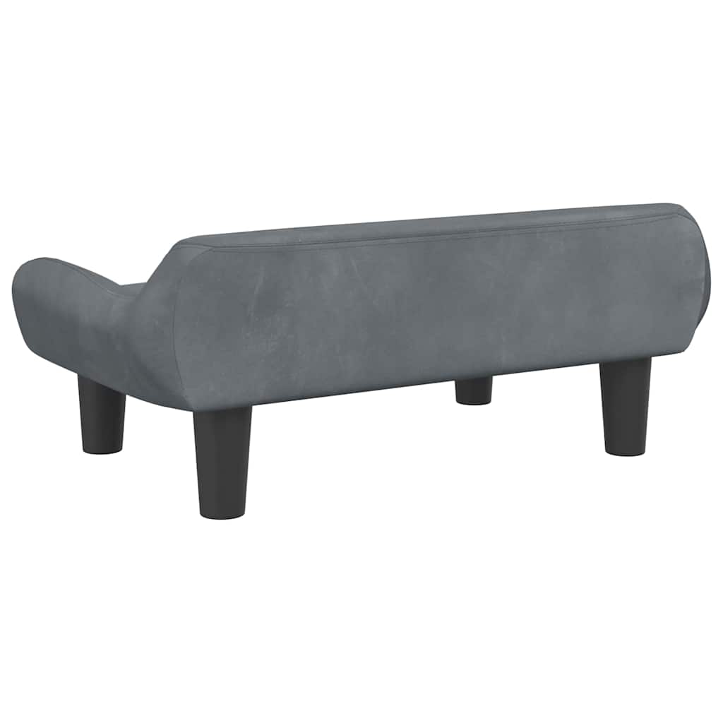 Kids Sofa Dark Grey 70 X 40 X 24 Cm Velvet