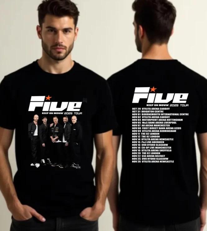 Five Classic Rock Band Keep On Movin 2025 Concert Tour Shirt | Music Tops Band T M
