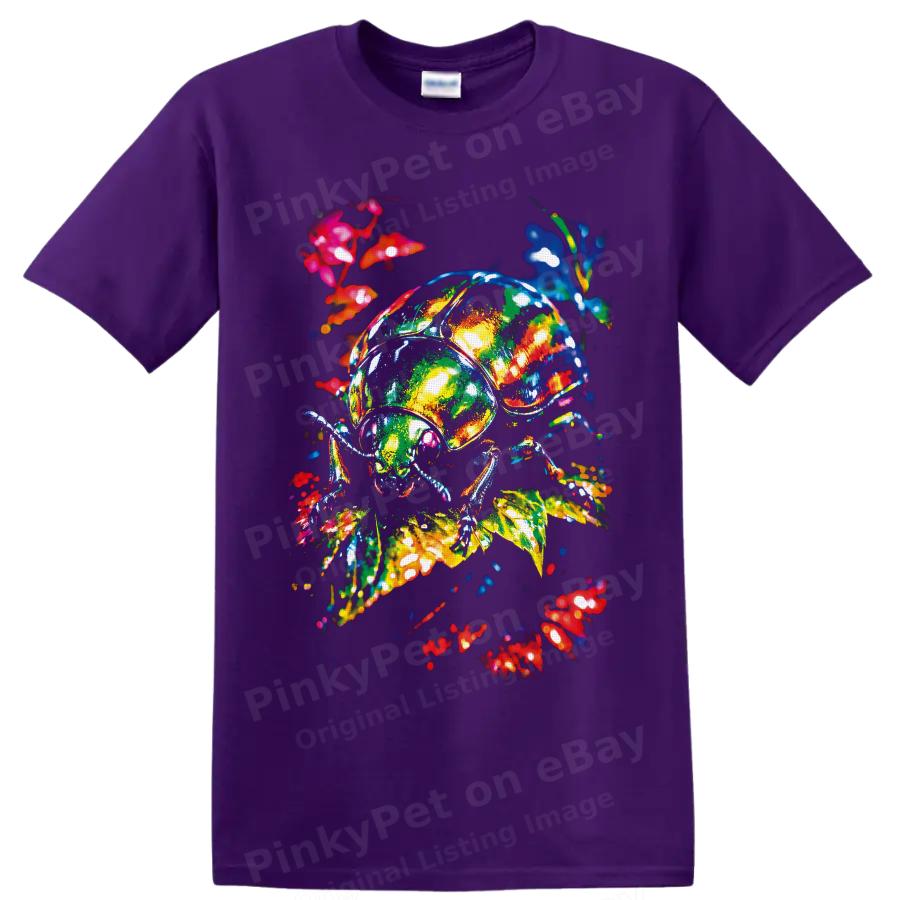 Beetle T Shirt Colorful Neon Botanical Insect Art Nature Lover Graphic Tee Gift