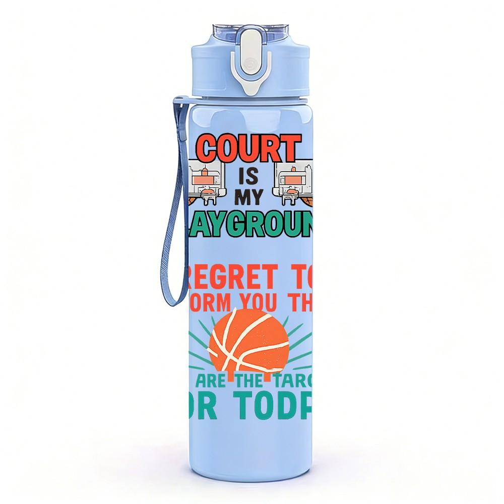 1PC Count The Playground Basketball Letter 750ml Color Plastic Sports Water Bottle Leakproof Flip Straw Lid Suitable for Sports Office Home Use