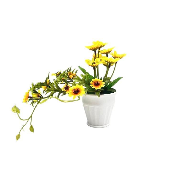 Faux Sunflower Green Plant Round Pot Patio Wedding And Photography Settings Prop