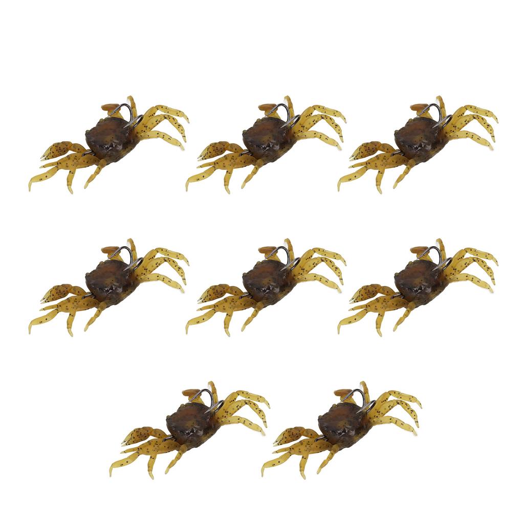 8Pcs Artificial Crab Bait 13cm 33.5g Simulation Crab Soft Lure Fishing Bait with Hooks for Freshwater Saltwater Yello